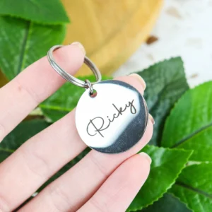 Stainless steel personalised round keyring 2 1 | customkings