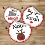 Round Christmas Personalised Sticker Sets