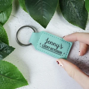 Vegan leather personalised lucky keychain