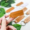 Vegan leather rectangle keyring