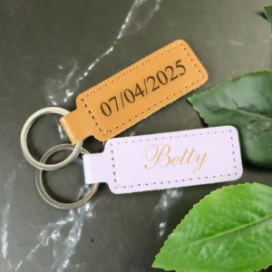 Vegan leather rectangle keyring