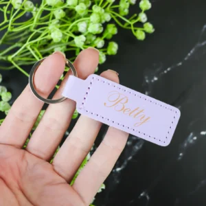 Vegan leather rectangle keyring