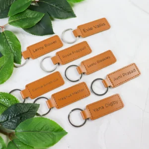 Vegan leather rectangle keyring