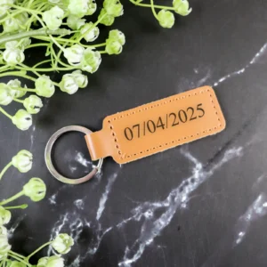 Vegan leather rectangle keyring