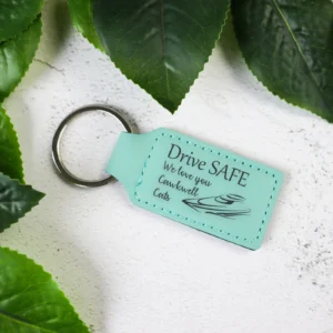 Vegan leatherette drive safe keychain