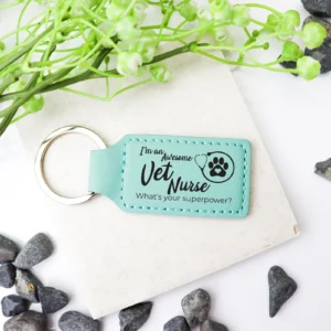 Vet nurse personalised vegan leather keychain