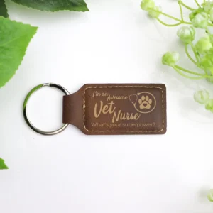 Vet nurse personalised vegan leather keychain