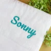 White Embroidered Bath Towel