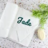 White Embroidered Bath Towel