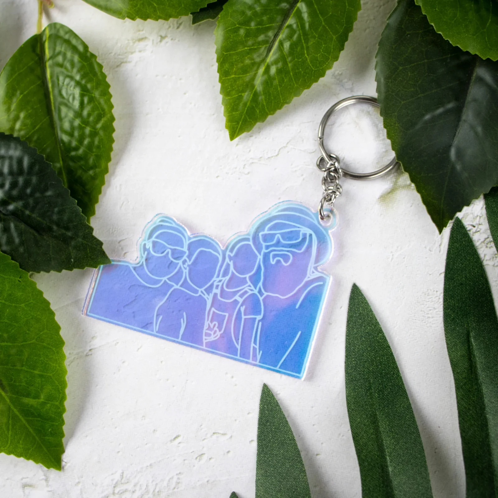 Holographic Family Outline Keychain
