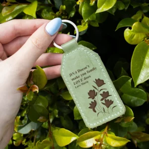 Mother's day green leatherette keychain