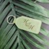 Personalised green leatherette keychain