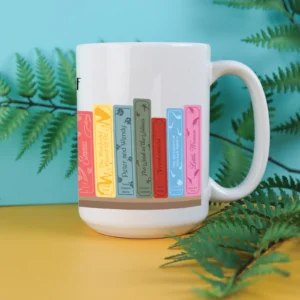 Reading bookshelf mug