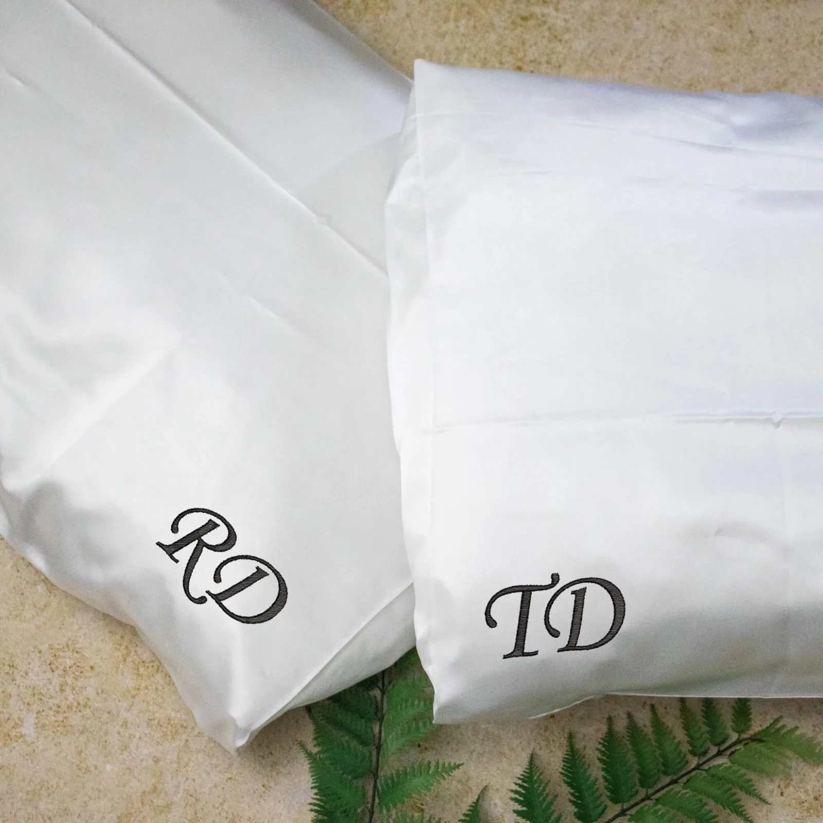 Couples Embroidered Satin Pillow Cases