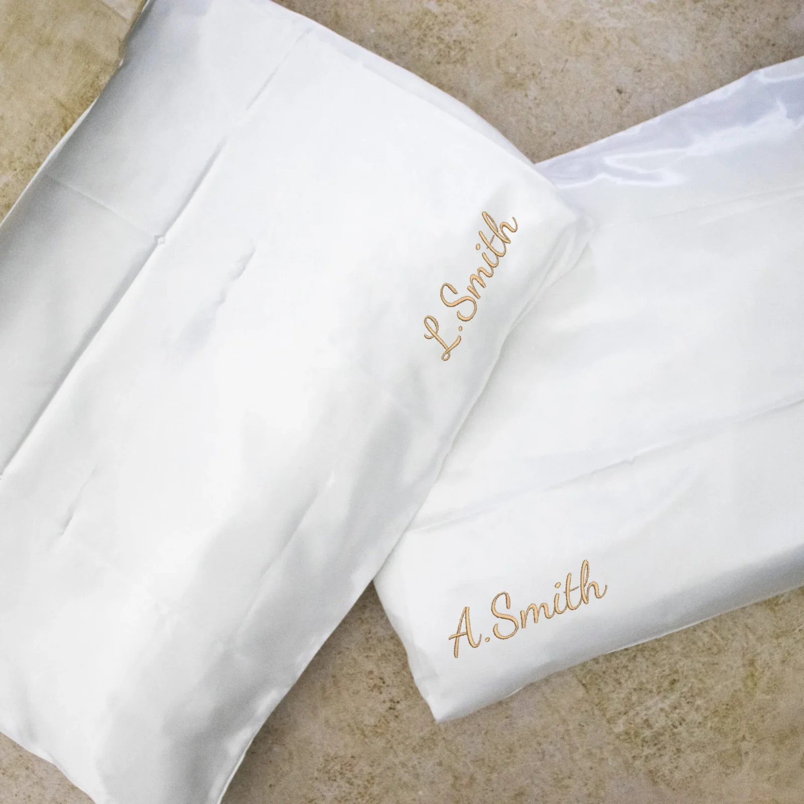 Couples Embroidered Satin Pillow Cases