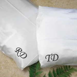 Couples Embroidered Satin Pillow Cases