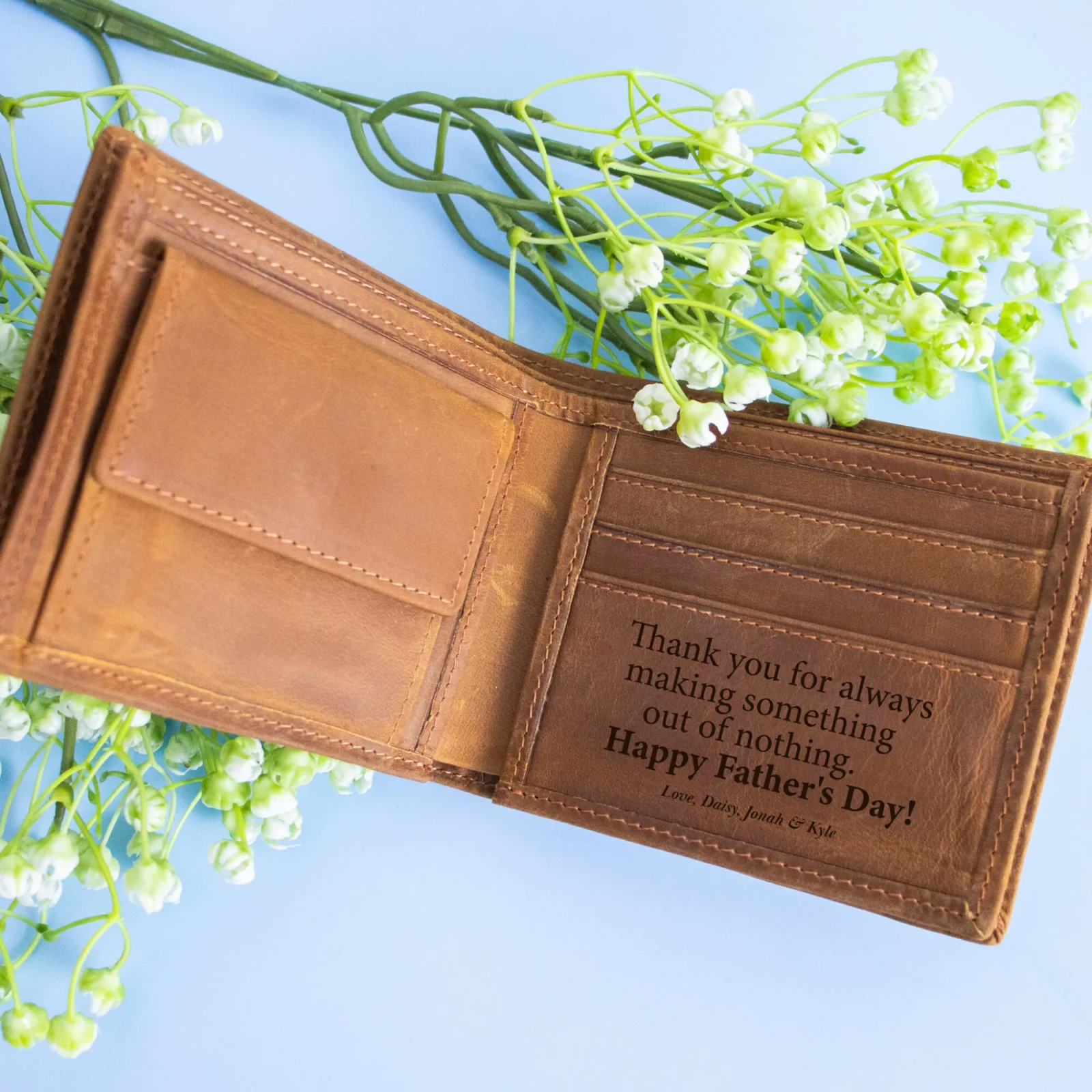 Engraved Coffee Genuine Leather Wallet