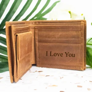 Engraved Coffee Genuine Leather Wallet