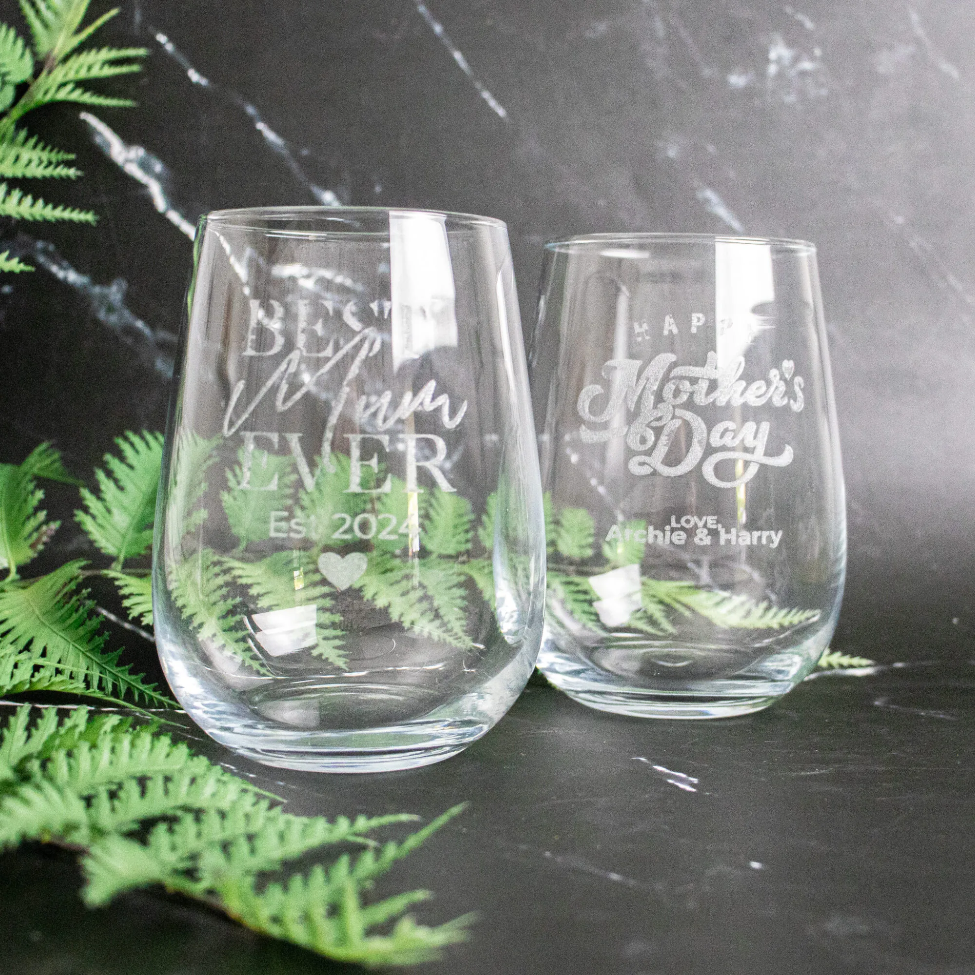 Happy mother's day stemless wine glass 2 Happy mother's day stemless wine glass