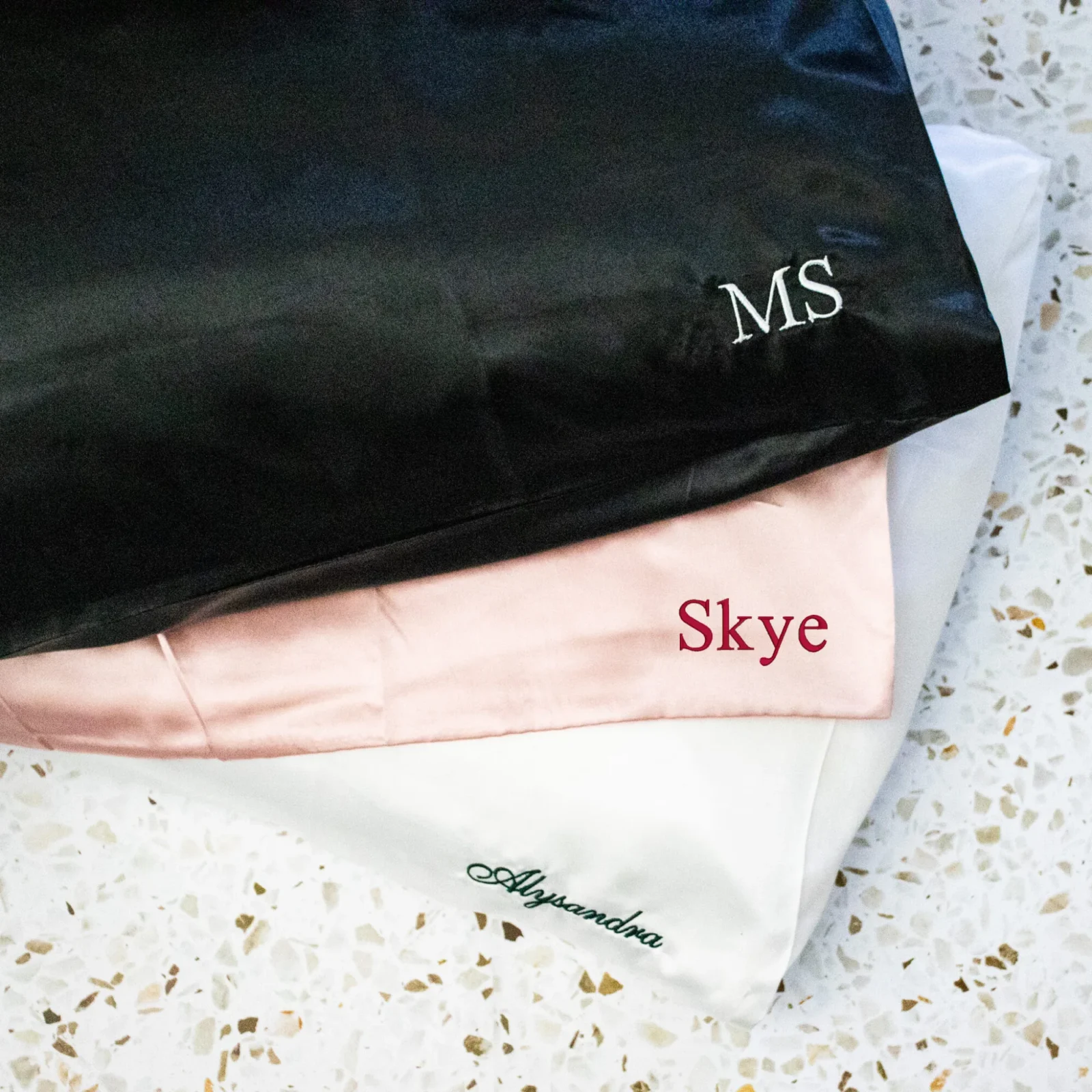 Personalised Satin Embroidered Pillow Case
