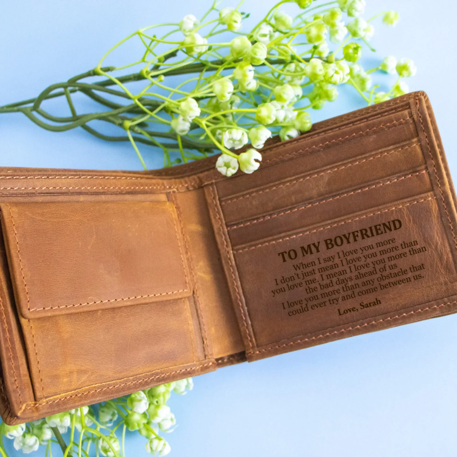 To My Boyfriend Coffee Genuine Leather Wallet