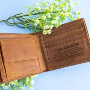 To My Boyfriend Coffee Genuine Leather Wallet