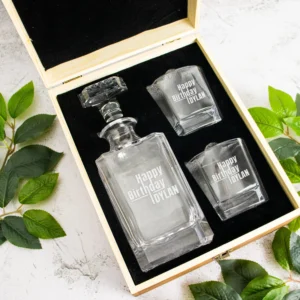 Birthday Boxed Decanter Set With Two Glasses