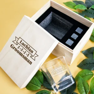 Groomsman Boxed Scotch Glass Set with Whiskey Stones