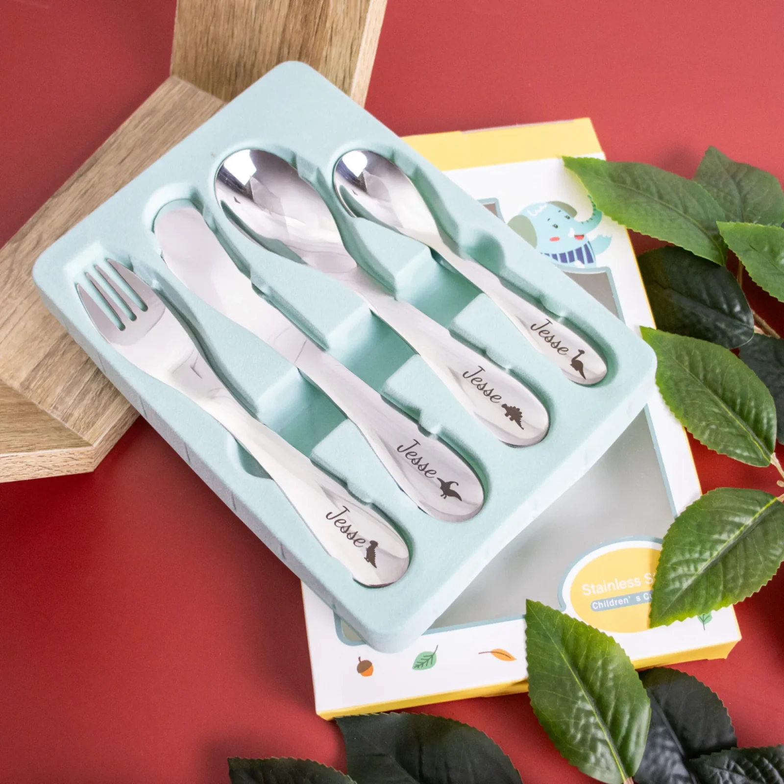 Personalised Kids Cutlery Set Engraved Name & Design Theme