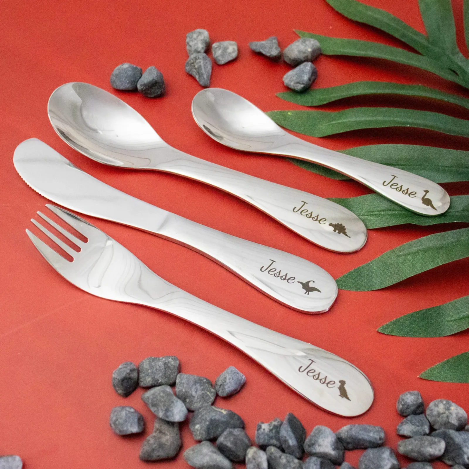 Personalised Kids Cutlery Set Engraved Name & Design Theme