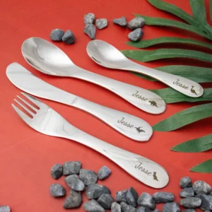 Personalised Kids Cutlery Set Engraved Name & Design Theme