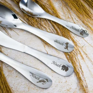 Personalised Kids Cutlery Set Engraved Name & Design Theme