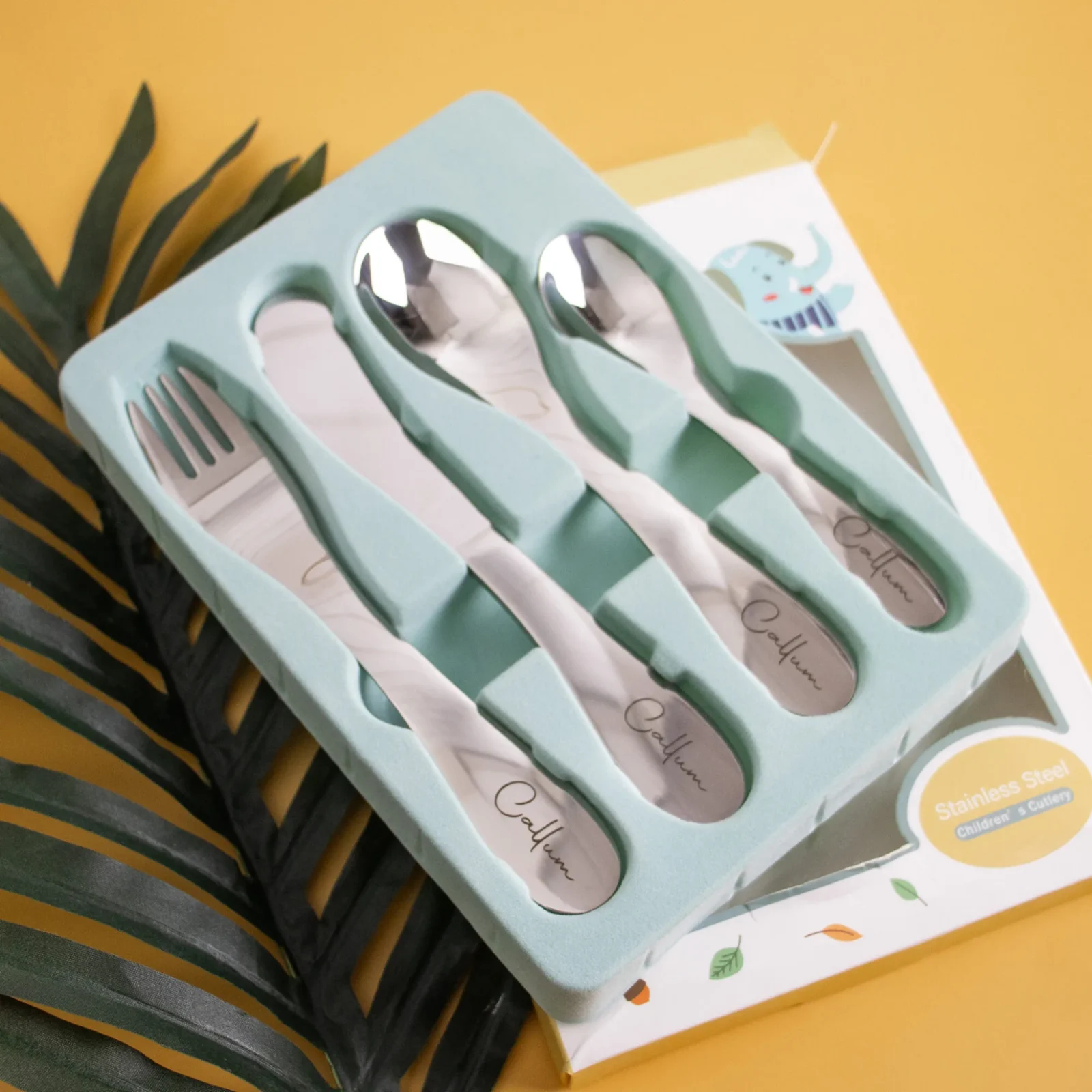 Personalised Kids Cutlery Set Engraved Name & Design Theme