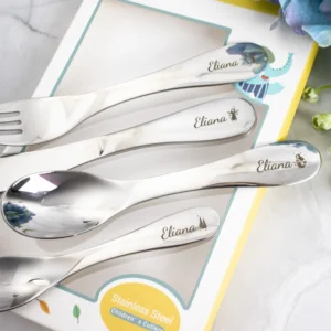 Personalised Kids Cutlery Set Engraved Name & Design Theme