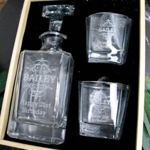 Birthday Boxed Decanter Set With Two Glasses