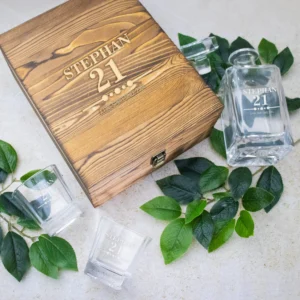Engraved Birthday Boxed Vintage Decanter Set