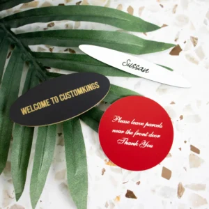 Engraved oval plaque for outdoor use cut to size