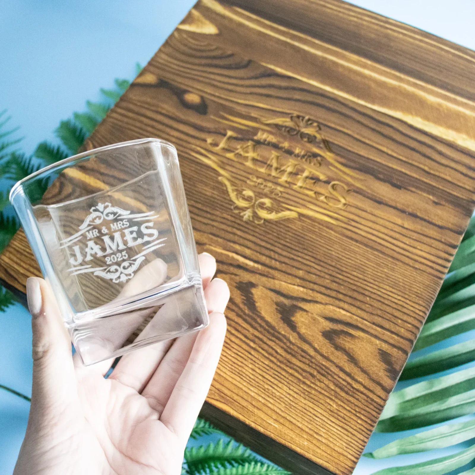 Fancy Vintage Boxed Decanter Set With Two Glasses