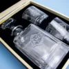 Fancy Vintage Boxed Decanter Set With Two Glasses