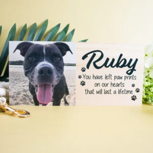 Memorial Pet Photo Block with Phrase