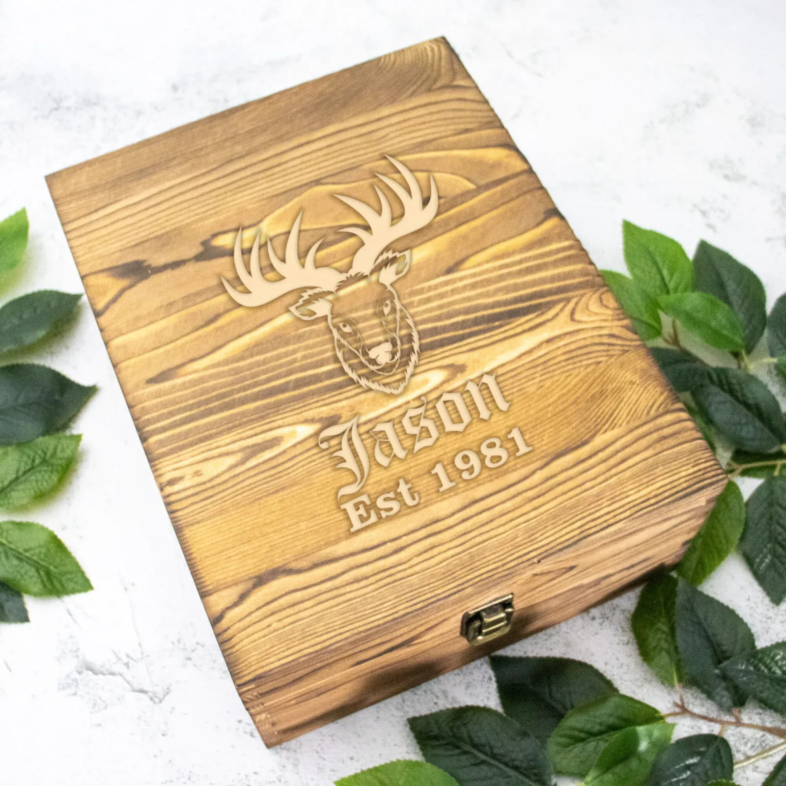 Personalised Buck Vintage Boxed Decanter Set With Two Glasses