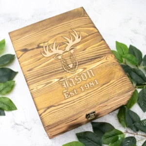 Personalised Buck Vintage Boxed Decanter Set With Two Glasses