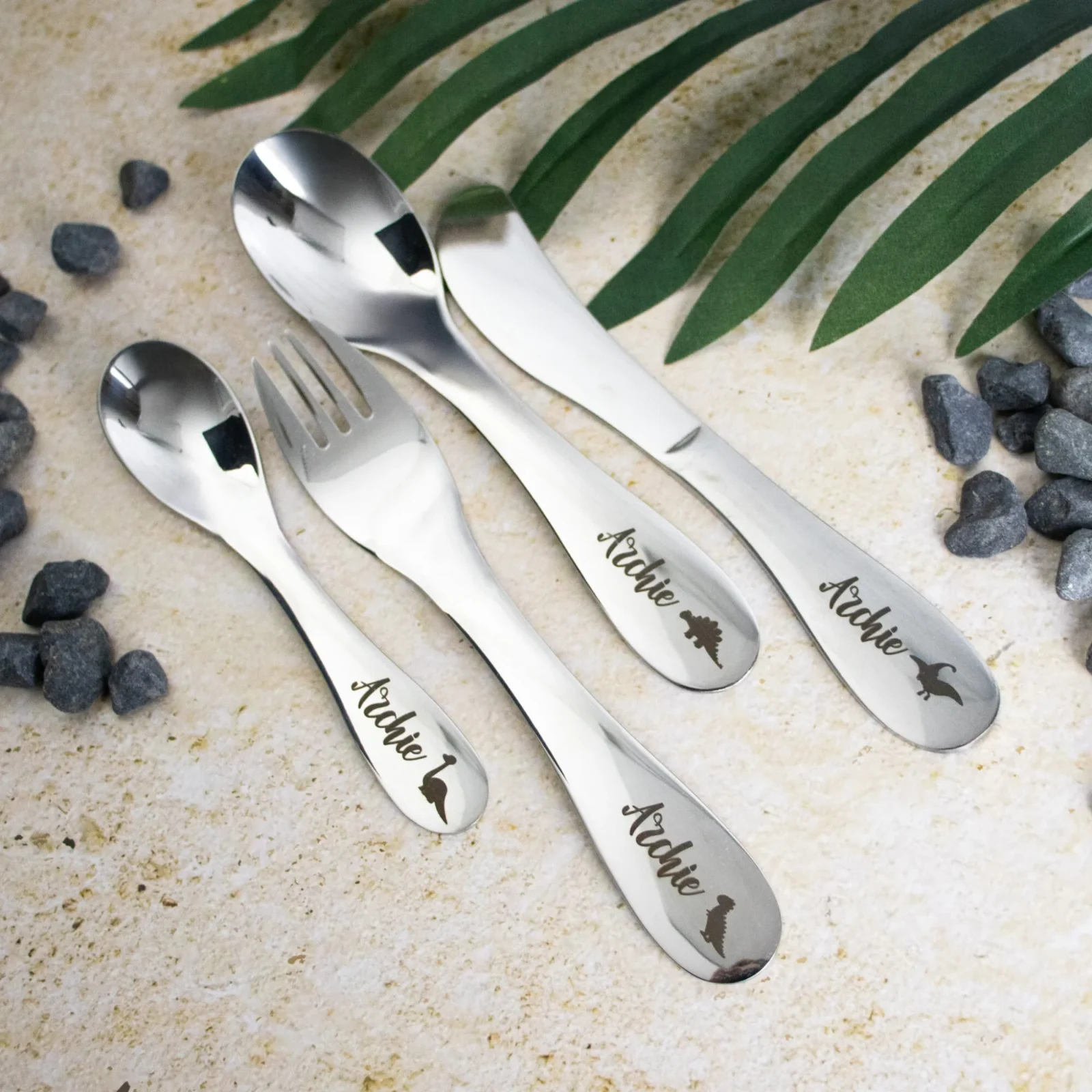 Personalised Kids Cutlery Set Engraved Name & Design Theme