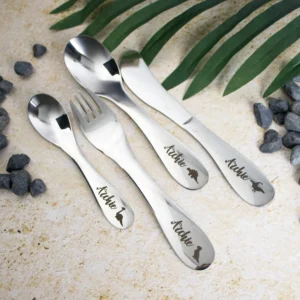 Personalised Kids Cutlery Set Engraved Name & Design Theme