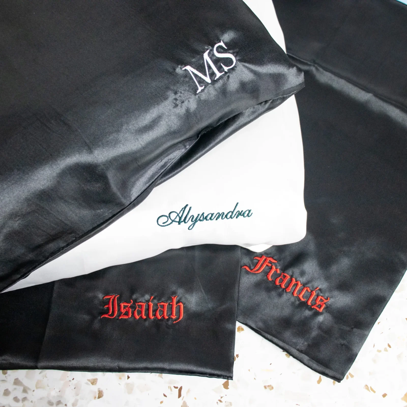 Personalised Satin Embroidered Pillow Case