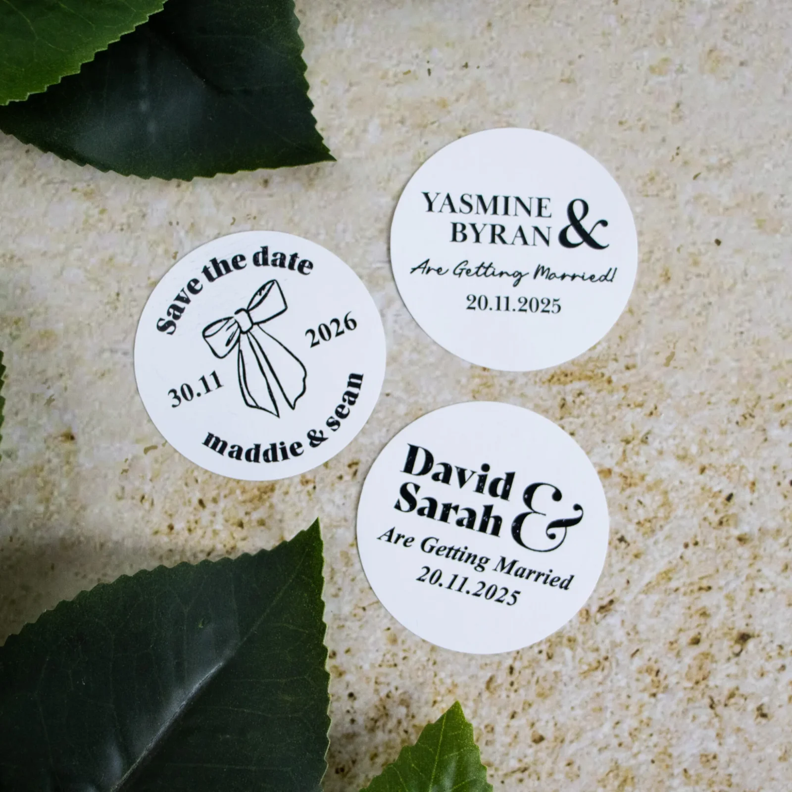 Round Wedding Save The Date Sticker Sets