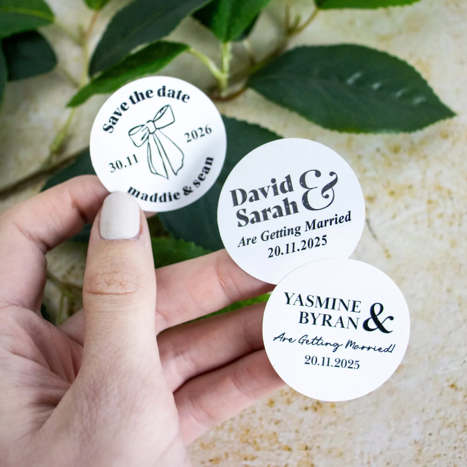 Round Wedding Save The Date Sticker Sets