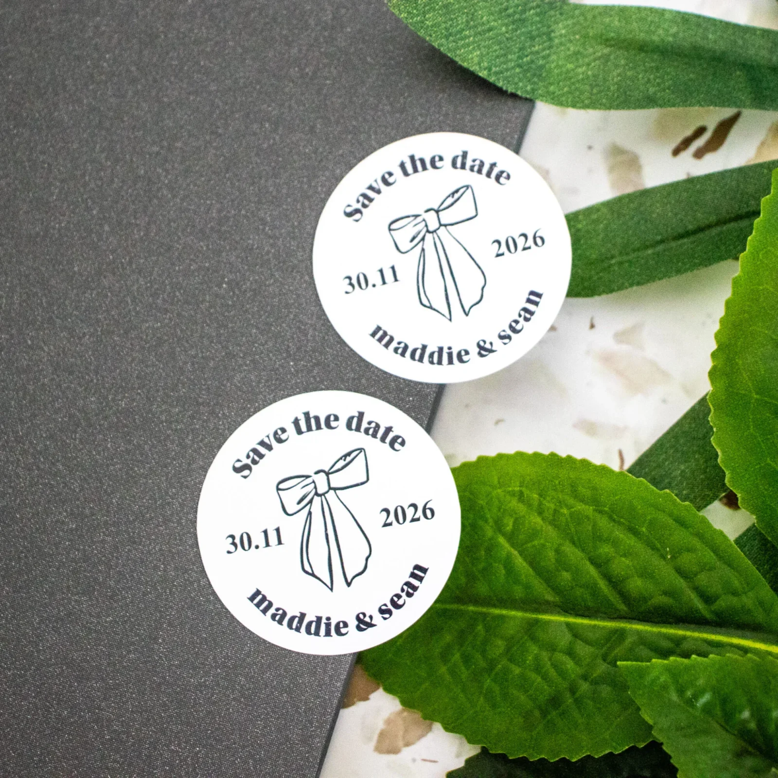 Round Wedding Save The Date Sticker Sets