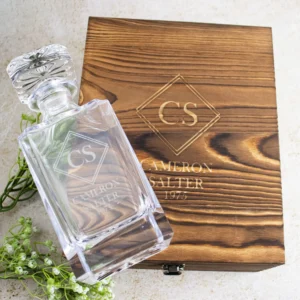 Bar Whiskey Vintage Boxed Decanter Set With Two Glasses