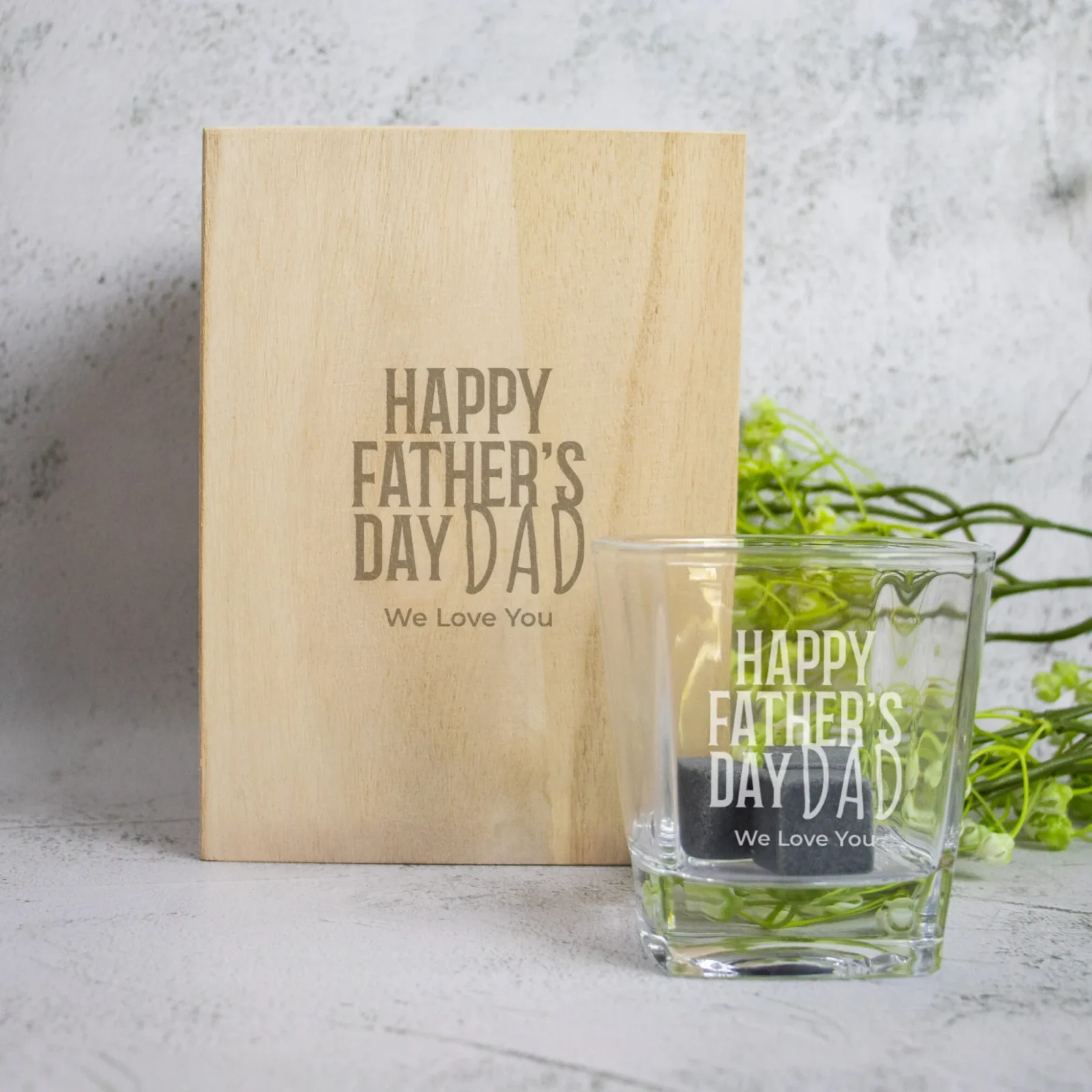 Father's Day Boxed Scotch Glass Set with Whiskey Stones